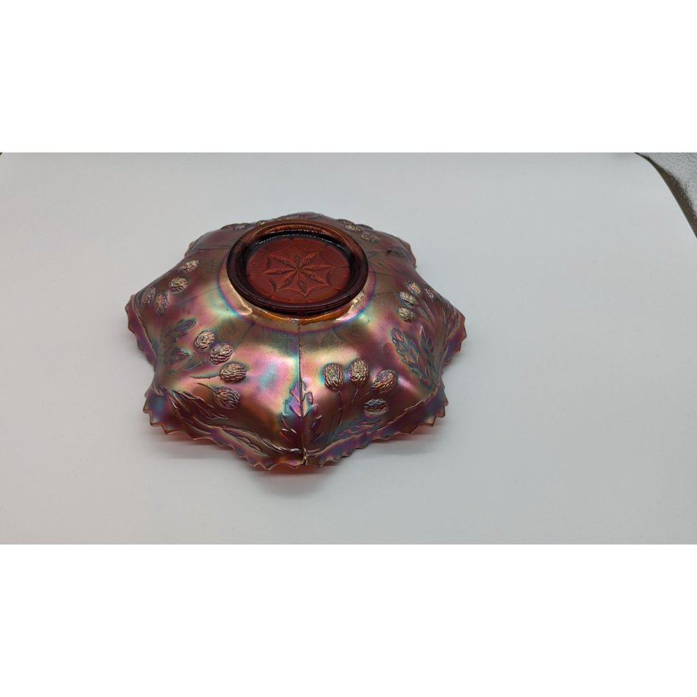 Fenton Amberina Peacock and Grape Bowl Carnival Glass Vintage Amberina Ruby Red - Picture 16 of 16
